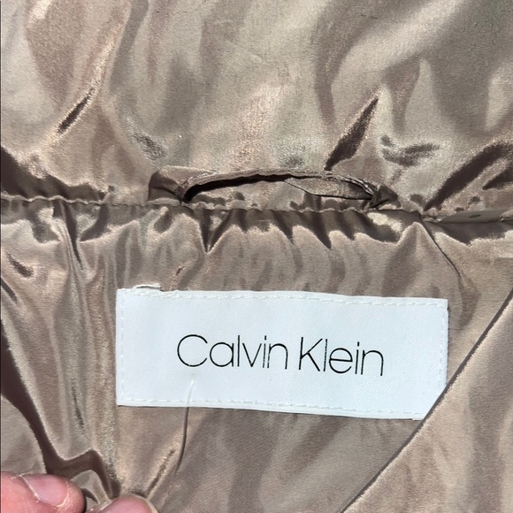 Calvin Klein Women’s Hooded Taupe Full Front Zip Quilted Puffer Jacket Coat SZ S - Picture 13 of 15